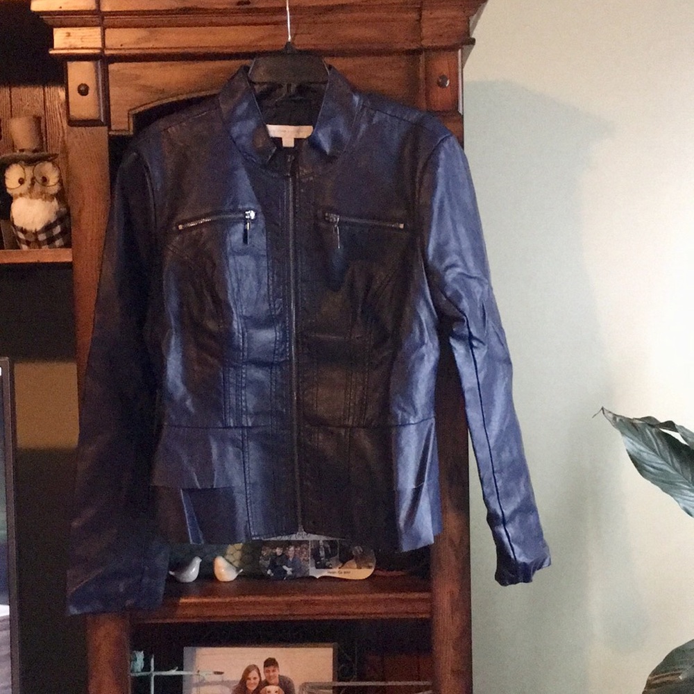 NWOT NY&Co. Faux Navy Leather Jacket